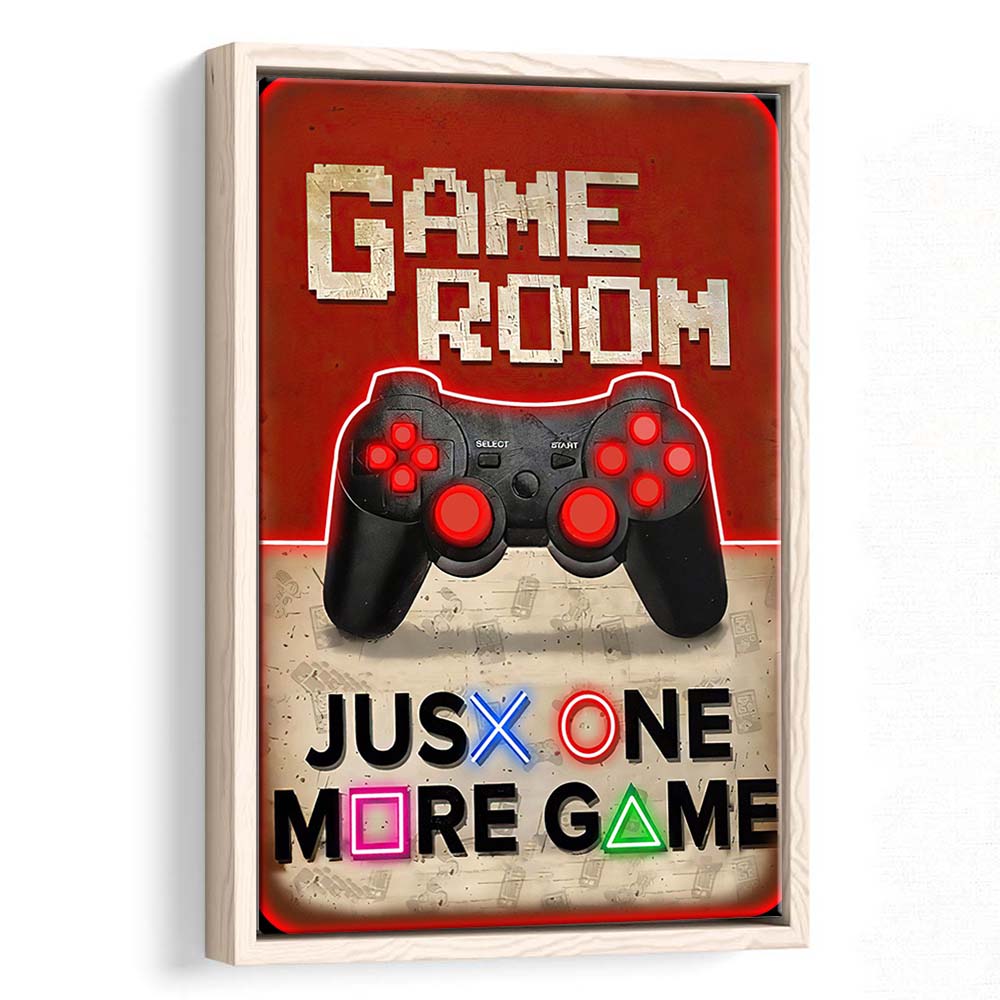 Just One More Game, Game Room Art Wall Decor, Framed Canvas Print, Floating Frame, Luxury Wall Art Decor
