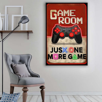 Just One More Game, Game Room Art Wall Decor, Framed Canvas Print, Floating Frame, Luxury Wall Art Decor