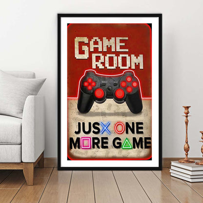 Just One More Game, Game Room Art Wall Decor, Framed Art Print, Luxury Pictures Framed, White Border