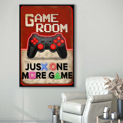 Just One More Game, Game Room Art Wall Decor, Framed Canvas Print, Floating Frame, Luxury Wall Art Decor