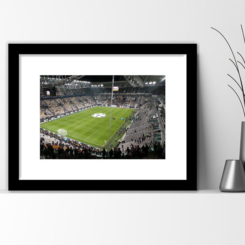 Juventus Stadium, Stadium Canvas, Sport Art, Gift for him, White Border Framed Art Print Wall Decor