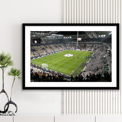 Juventus Stadium, Stadium Canvas, Sport Art, Gift for him, White Border Framed Art Print Wall Decor