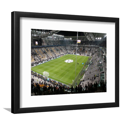 Juventus Stadium, Stadium Canvas, Sport Art, Gift for him, White Border Framed Art Print Wall Decor