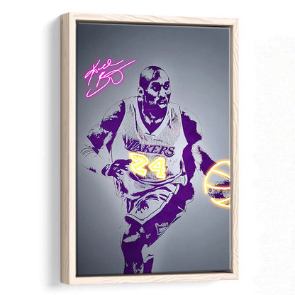 KB 24 Lakers, Colorful Graffiti Painting Art, Framed Canvas Print, Floating Frame, Luxury Wall Art Decor