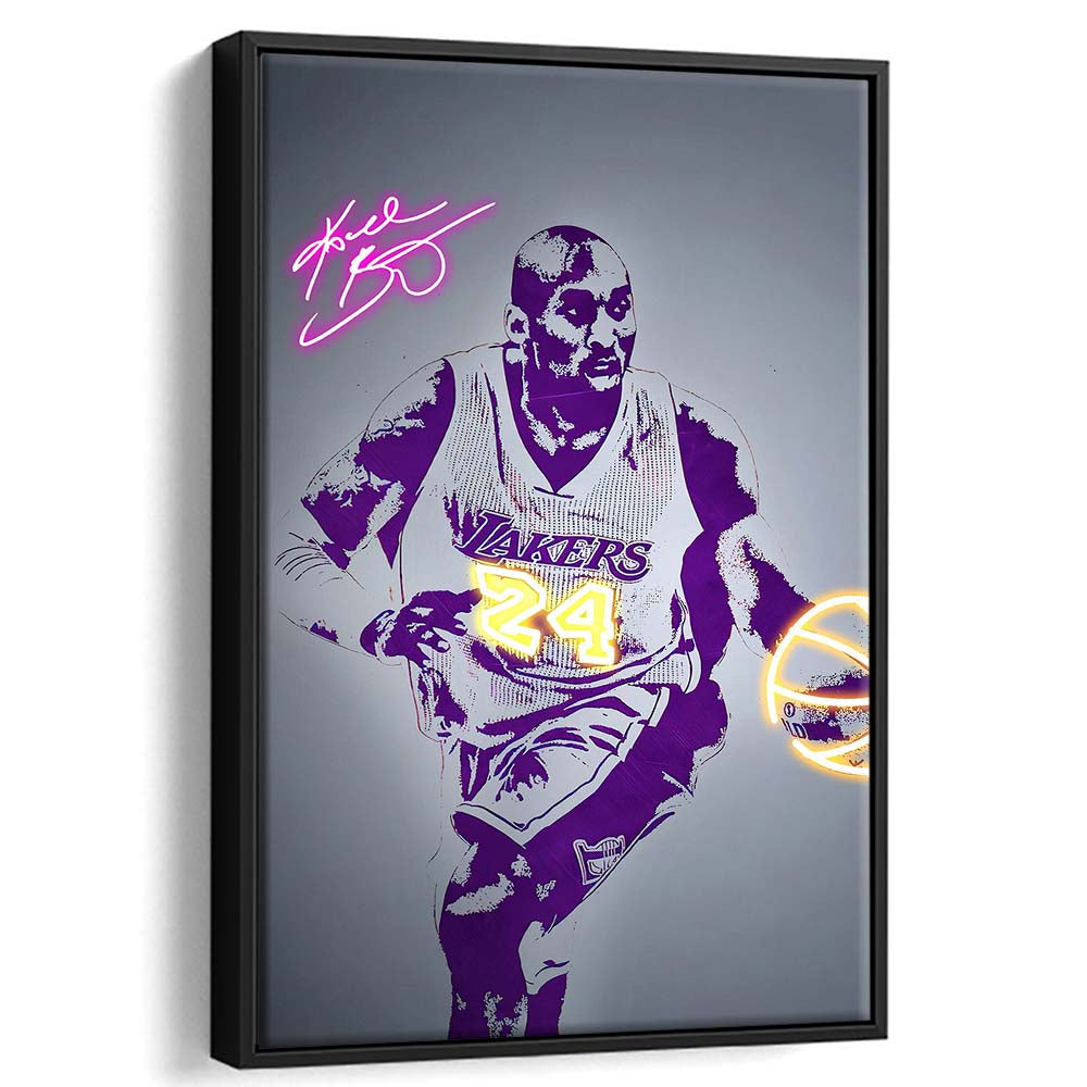 KB 24 Lakers, Colorful Graffiti Painting Art, Framed Canvas Print, Floating Frame, Luxury Wall Art Decor