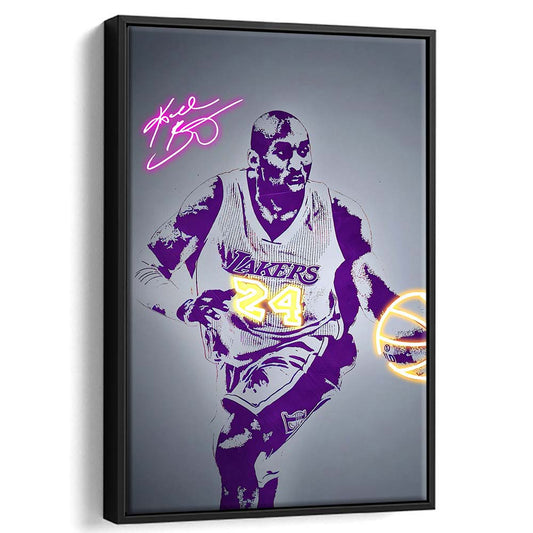 KB 24 Lakers, Colorful Graffiti Painting Art, Framed Canvas Print, Floating Frame, Luxury Wall Art Decor