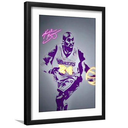KB 24 Lakers, Colorful Graffiti Painting Art, Framed Art Print, Luxury Pictures Framed, White Border