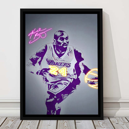 KB 24 Lakers, Colorful Graffiti Painting Art, Framed Canvas Print, Floating Frame, Luxury Wall Art Decor