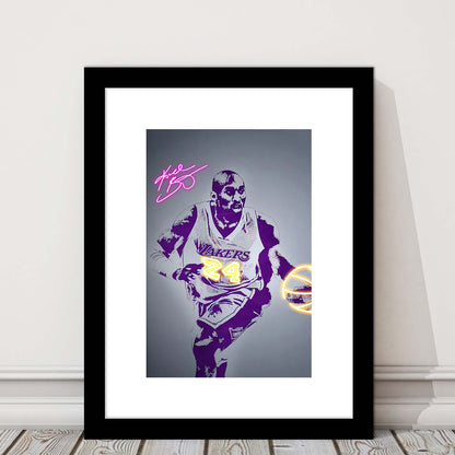 KB 24 Lakers, Colorful Graffiti Painting Art, Framed Art Print, Luxury Pictures Framed, White Border