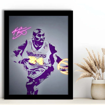 KB 24 Lakers, Colorful Graffiti Painting Art, Framed Art Print, Picture Framed Wall Art Decor