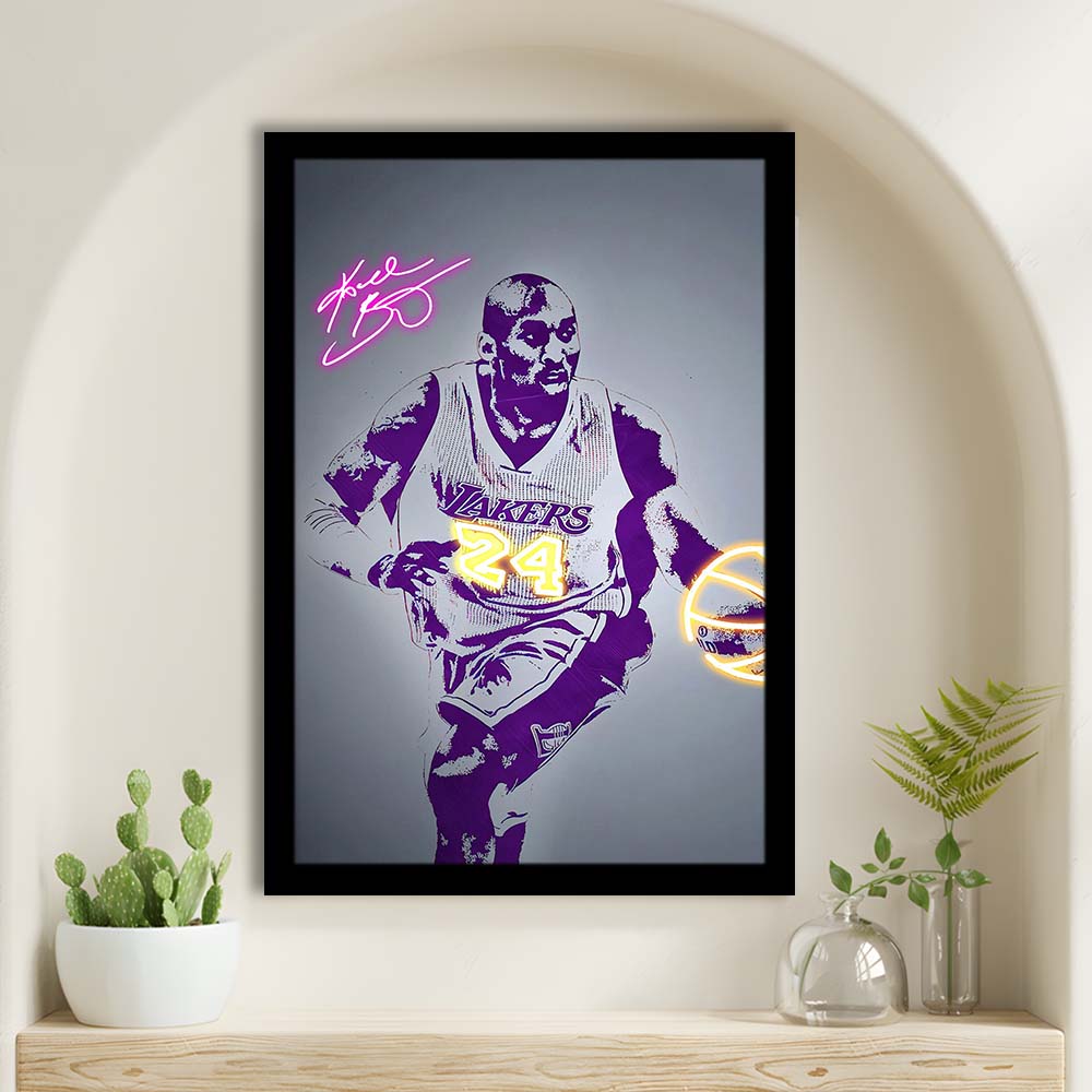KB 24 Lakers, Colorful Graffiti Painting Art, Framed Art Print, Picture Framed Wall Art Decor