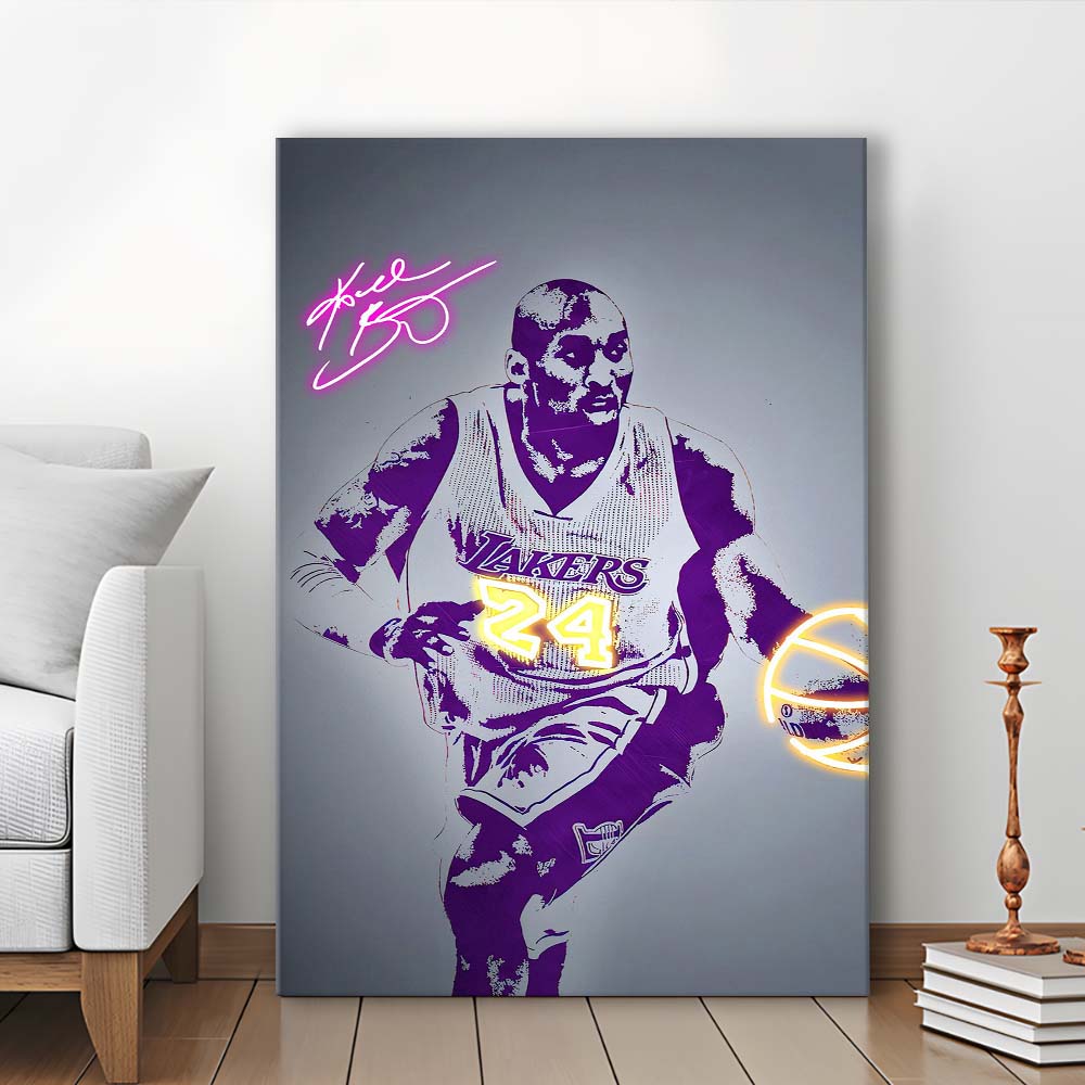 KB 24 Lakers, Colorful Graffiti Painting Art, Canvas Print, Luxury Wall Art Decor, Modern Art