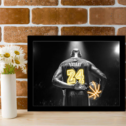 Kb 24 Lakers Los Angeles Art Print, Framed Art Print Wall Decor, Neon Art Print, Picture Framed