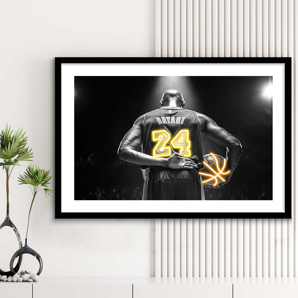 Kb 24 Lakers Los Angeles Art Print, Framed Art Print Wall Decor, White Border, Framed Picture