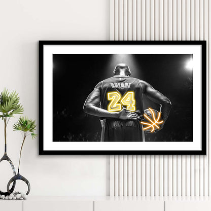 Kb 24 Lakers Los Angeles Art Print, Framed Art Print Wall Decor, White Border, Framed Picture