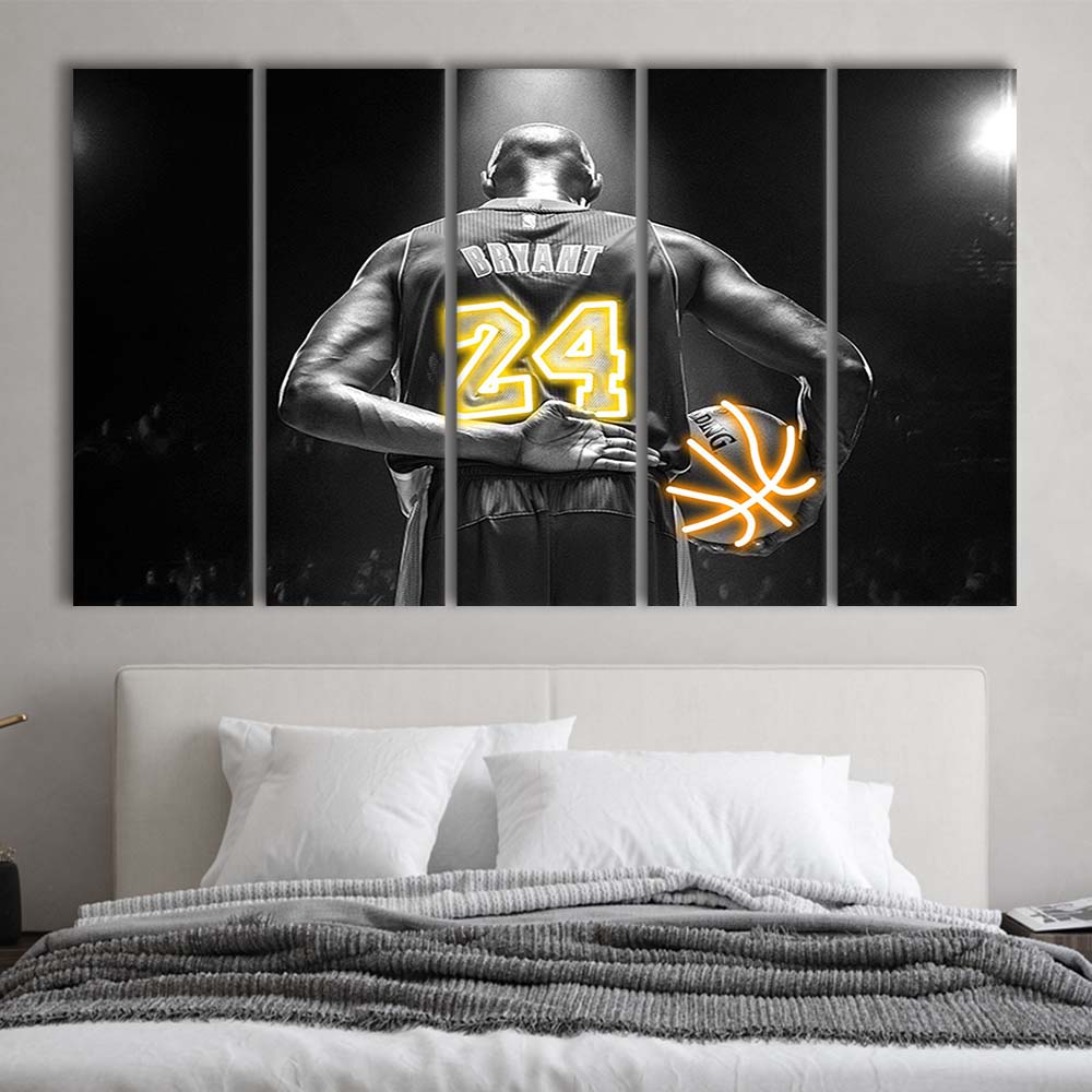 Kb 24 Lakers Los Angeles Art Print, Extra Large 5 Panels Multi Canvas Print Wall Art, Home Decor