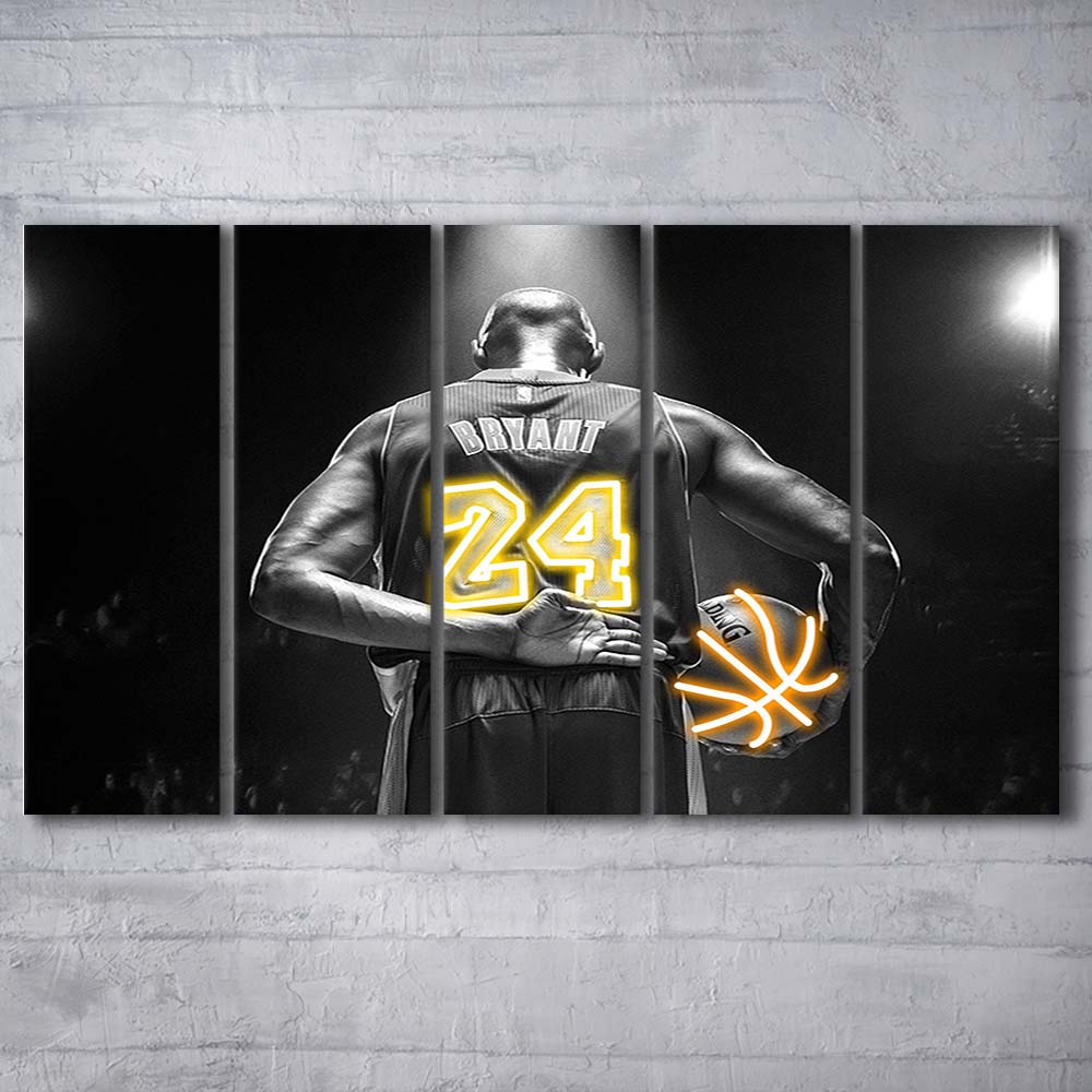 Kb 24 Lakers Los Angeles Art Print, Extra Large 5 Panels Multi Canvas Print Wall Art, Home Decor