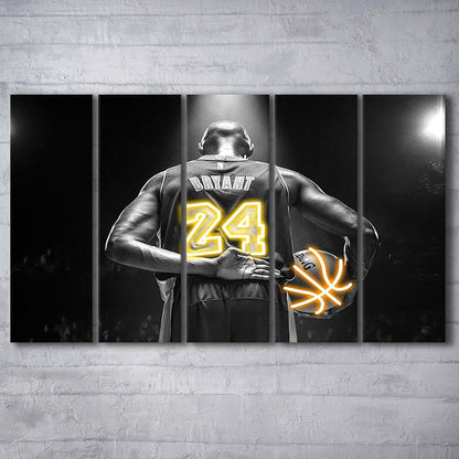 Kb 24 Lakers Los Angeles Art Print, Extra Large 5 Panels Multi Canvas Print Wall Art, Home Decor