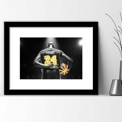 Kb 24 Lakers Los Angeles Art Print, Framed Art Print Wall Decor, White Border, Framed Picture
