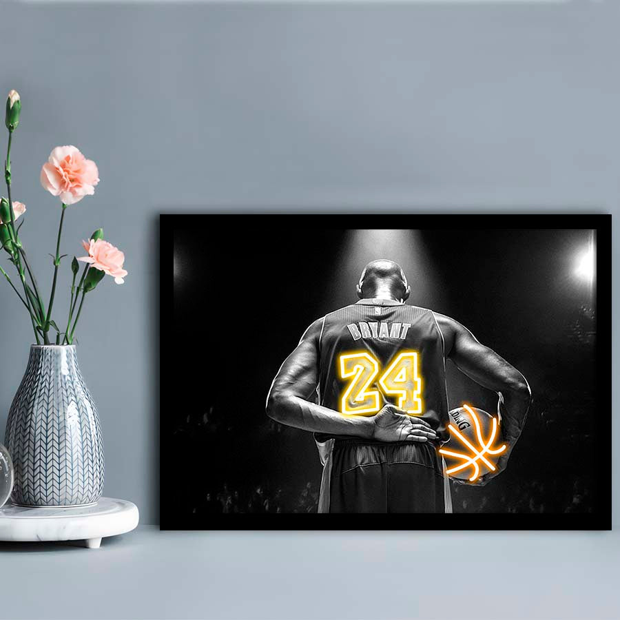 Kb 24 Lakers Los Angeles Art Print, Framed Art Print Wall Decor, Neon Art Print, Picture Framed