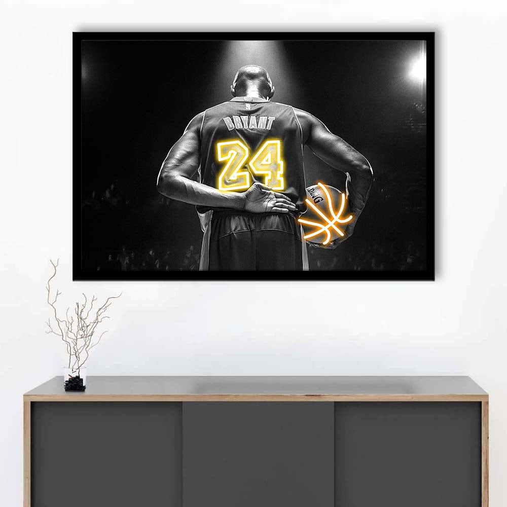 Kb 24 Lakers Los Angeles Art Print, Framed Art Print Wall Decor, Neon Art Print, Picture Framed
