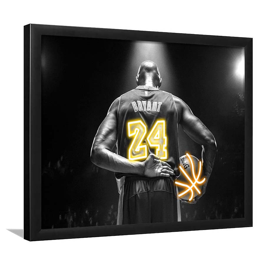 Kb 24 Lakers Los Angeles Art Print, Framed Art Print Wall Decor, Neon Art Print, Picture Framed