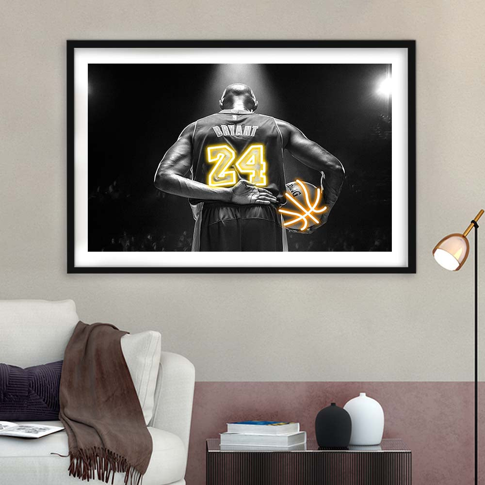 Kb 24 Lakers Los Angeles Art Print, Framed Art Print Wall Decor, White Border, Framed Picture