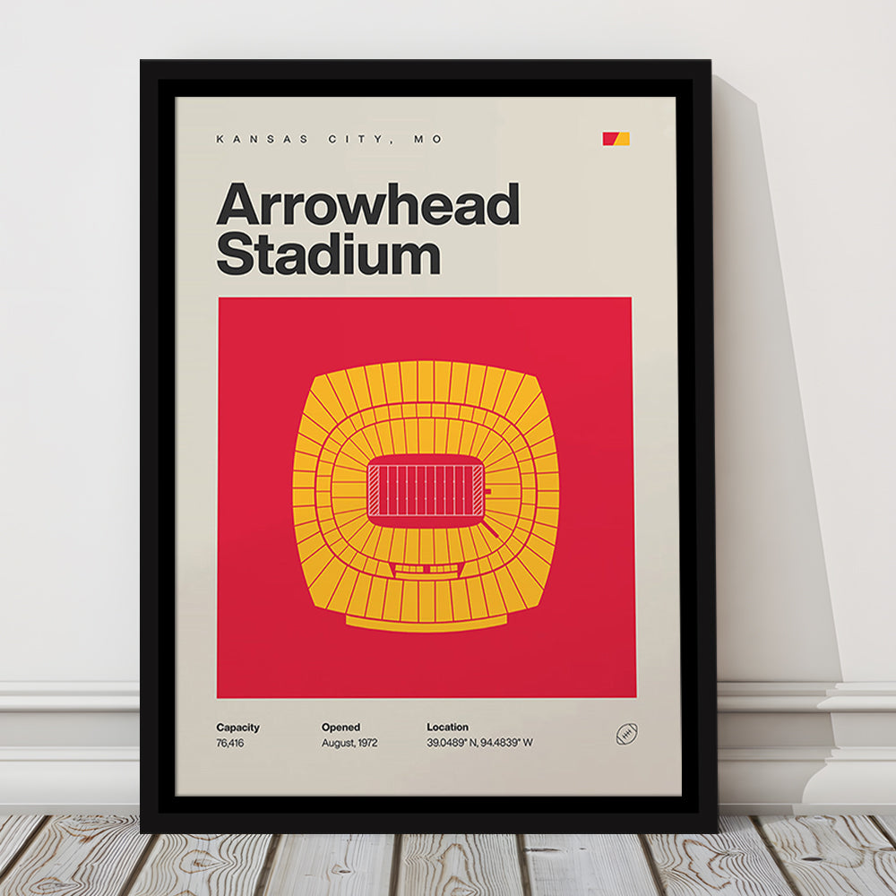 Kansas City Chiefs Stadium Print, Arrowhead Stadium Print, Man Cave Gift, Floating Framed Canvas Print Wall Art
