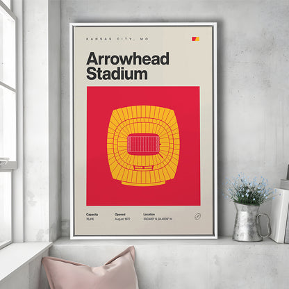Kansas City Chiefs Stadium Print, Arrowhead Stadium Print, Man Cave Gift, Floating Framed Canvas Print Wall Art