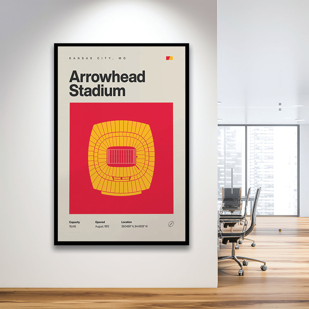 Kansas City Chiefs Stadium Print, Arrowhead Stadium Print, Gifts for him, Sport Art, Framed Art Print Wall Decor