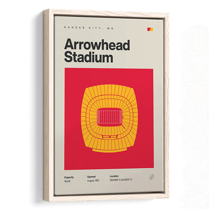 Kansas City Chiefs Stadium Print, Arrowhead Stadium Print, Man Cave Gift, Floating Framed Canvas Print Wall Art