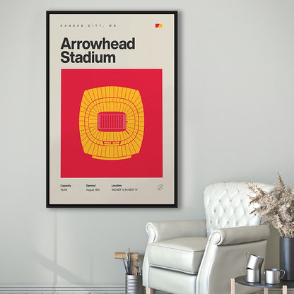 Kansas City Chiefs Stadium Print, Arrowhead Stadium Print, Man Cave Gift, Floating Framed Canvas Print Wall Art