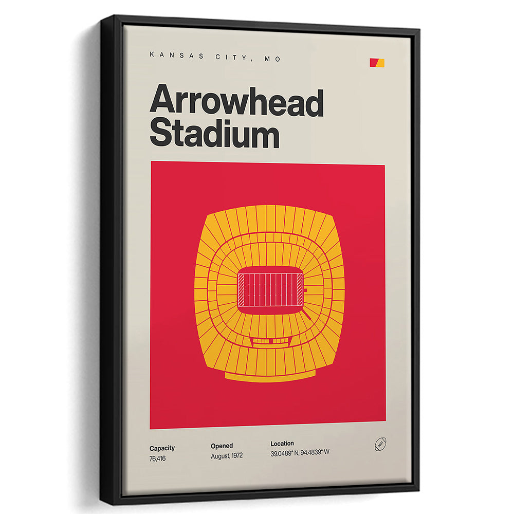Kansas City Chiefs Stadium Print, Arrowhead Stadium Print, Man Cave Gift, Floating Framed Canvas Print Wall Art