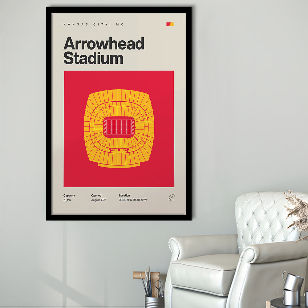 Kansas City Chiefs Stadium Print, Arrowhead Stadium Print, Gifts for him, Sport Art, Framed Art Print Wall Decor