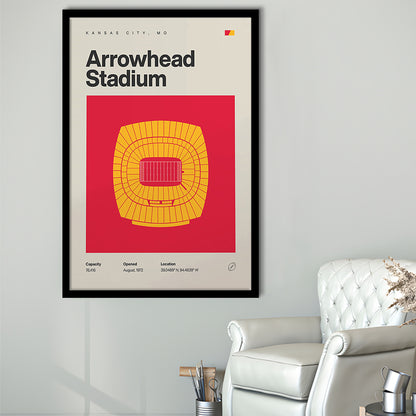 Kansas City Chiefs Stadium Print, Arrowhead Stadium Print, Gifts for him, Sport Art, Framed Art Print Wall Decor