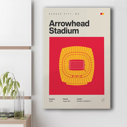 Kansas City Chiefs Stadium Print, Arrowhead Stadium Print, Fan Gifts, Sport Art, Canvas Print Wall Art