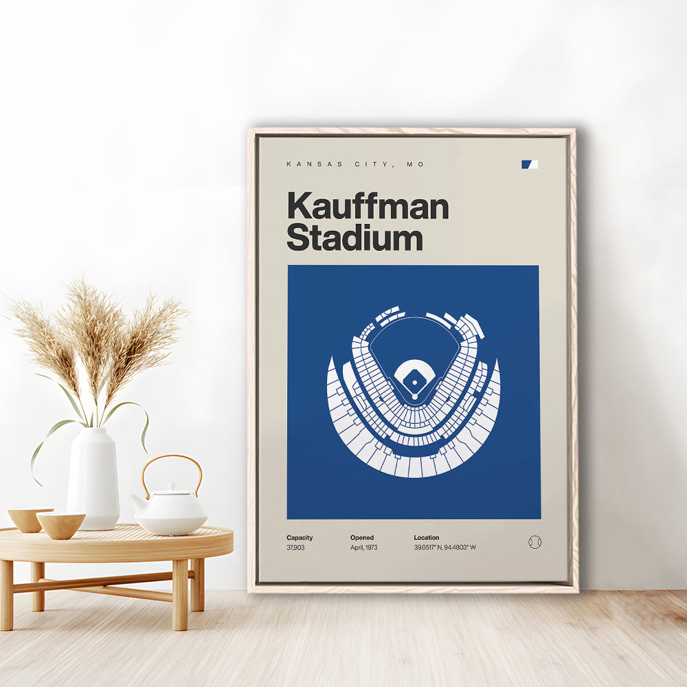 Kansas City Royals Stadium Print, Kauffman Stadium Print, Man Cave Gift, Floating Framed Canvas Print Wall Art