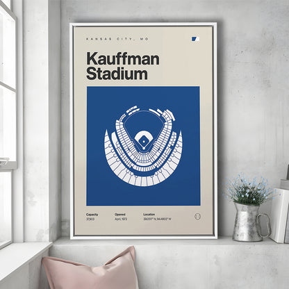 Kansas City Royals Stadium Print, Kauffman Stadium Print, Man Cave Gift, Floating Framed Canvas Print Wall Art
