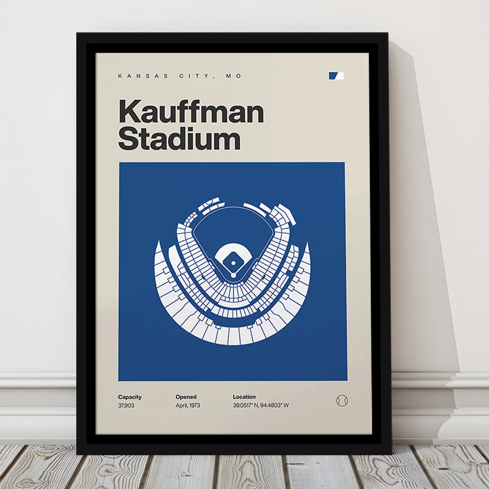 Kansas City Royals Stadium Print, Kauffman Stadium Print, Man Cave Gift, Floating Framed Canvas Print Wall Art