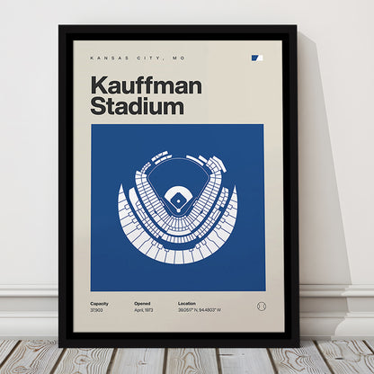 Kansas City Royals Stadium Print, Kauffman Stadium Print, Man Cave Gift, Floating Framed Canvas Print Wall Art