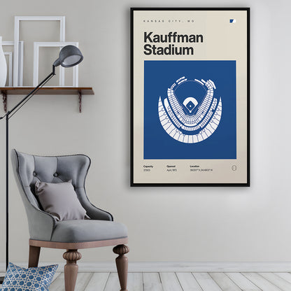 Kansas City Royals Stadium Print, Kauffman Stadium Print, Man Cave Gift, Floating Framed Canvas Print Wall Art