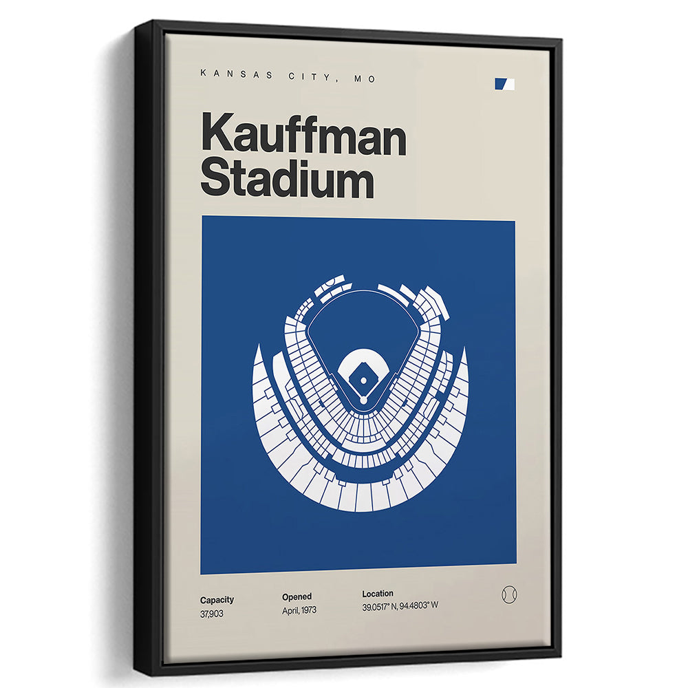 Kansas City Royals Stadium Print, Kauffman Stadium Print, Man Cave Gift, Floating Framed Canvas Print Wall Art