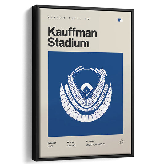 Kansas City Royals Stadium Print, Kauffman Stadium Print, Man Cave Gift, Floating Framed Canvas Print Wall Art