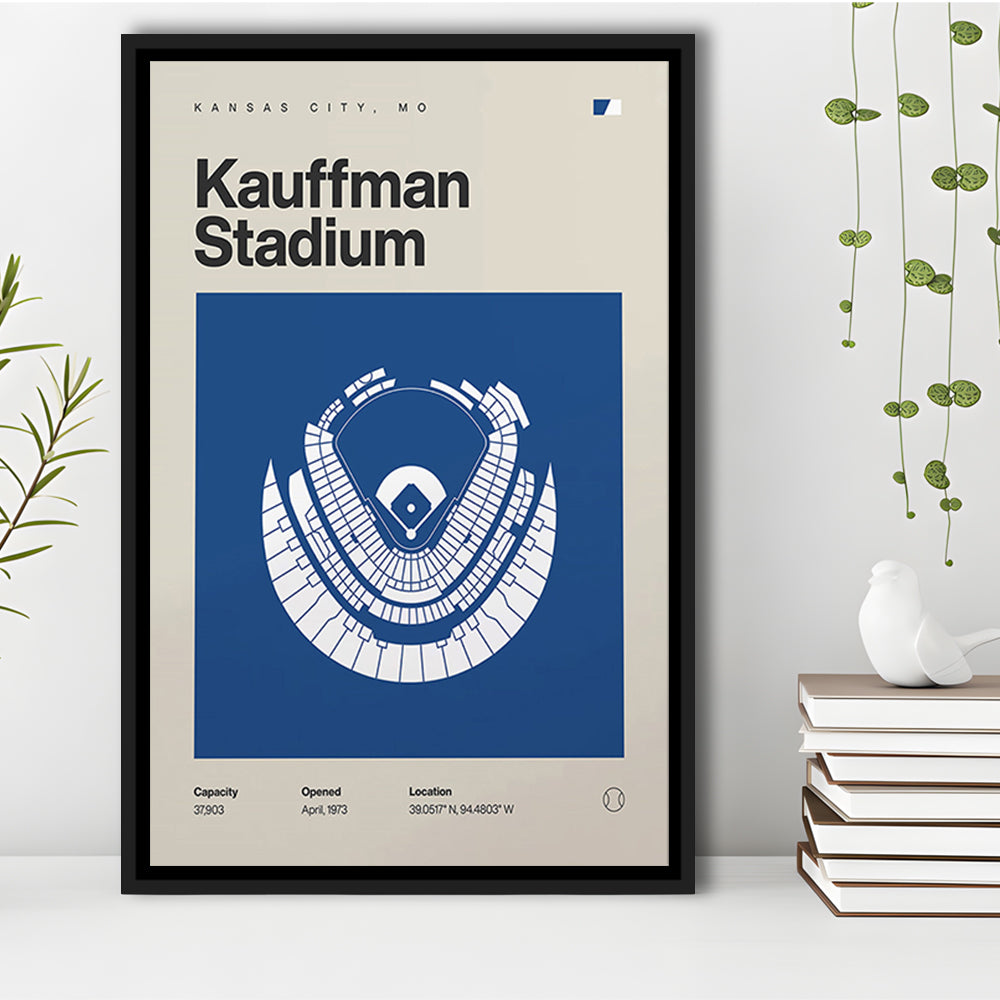Kansas City Royals Stadium Print, Kauffman Stadium Print, Man Cave Gift, Floating Framed Canvas Print Wall Art