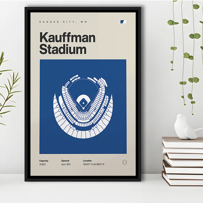 Kansas City Royals Stadium Print, Kauffman Stadium Print, Man Cave Gift, Floating Framed Canvas Print Wall Art