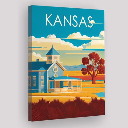 Kansas Retro Art Print, Kansas City Wall Art, Canvas Print, Painting Canvas, Living Room Decor