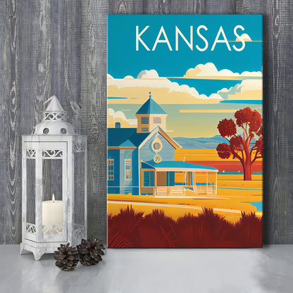 Kansas Retro Art Print, Kansas City Wall Art, Canvas Print, Painting Canvas, Living Room Decor
