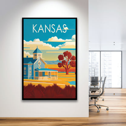 Kansas Retro Art Print, Kansas City Wall Art, Framed Art Print, Picture Framed, Painting Art