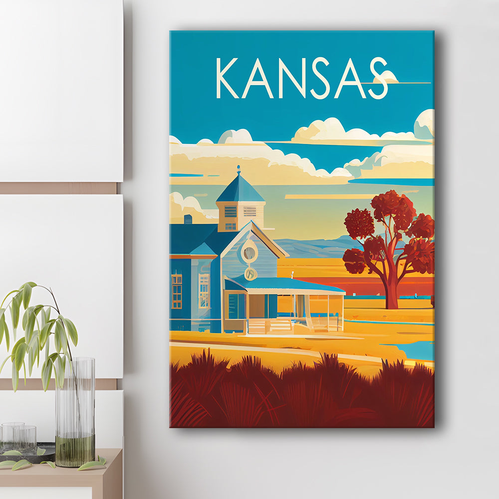 Kansas Retro Art Print, Kansas City Wall Art, Canvas Print, Painting Canvas, Living Room Decor
