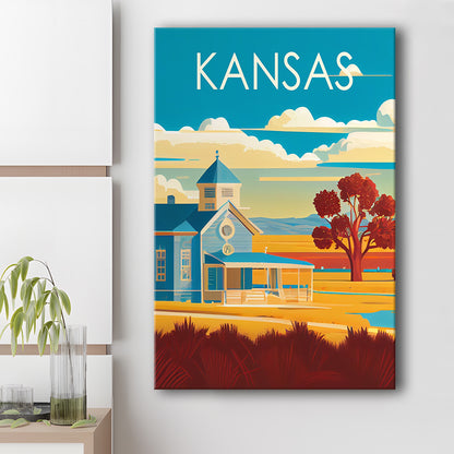 Kansas Retro Art Print, Kansas City Wall Art, Canvas Print, Painting Canvas, Living Room Decor